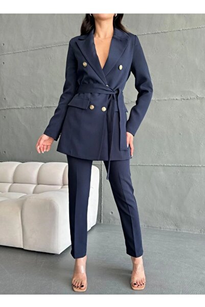 MYGİYİMİSTANBUL Set de pantaloni jachetă cu legături cu nasturi