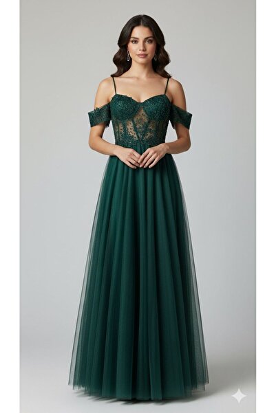 Arin Kadın Beli Motifli Askılı Uzun Tül Etek Elbise 38840