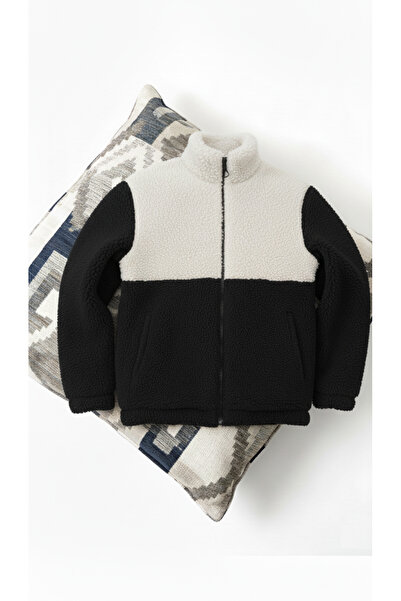 Fifty Color Унисекс, черно и бяло, цветни блокове, цип, яка, подплатено с флис, плюшено яке