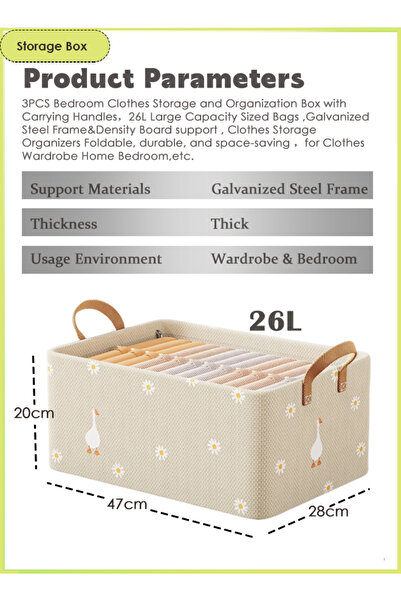 Generic 2PCS 26L Foldable Quilt & Clothes Storage Box Large Capacity Organizer Dustproof Waterproof Nonwoven