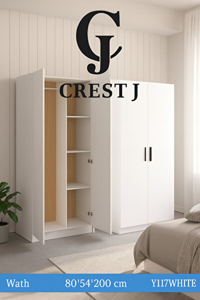 Crestj خزانة ملابس ذات بابين - بيضاء