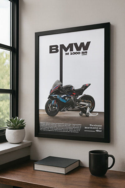 gxe.art BMW M1000RR MOTORSİKLET Özel Tasarım Siyah Çerçeveli Tablo Poster