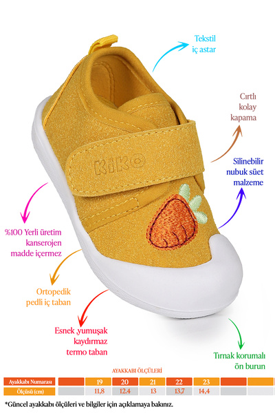 Kiko Kids Strawberry Velcro Baby Girl First Step Orthopedic Daily Shoes
