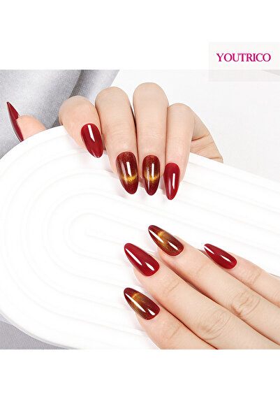 Youtrico Women cat-eye false nails,smooth mirror,diamond-cut,party and gathering press on nails