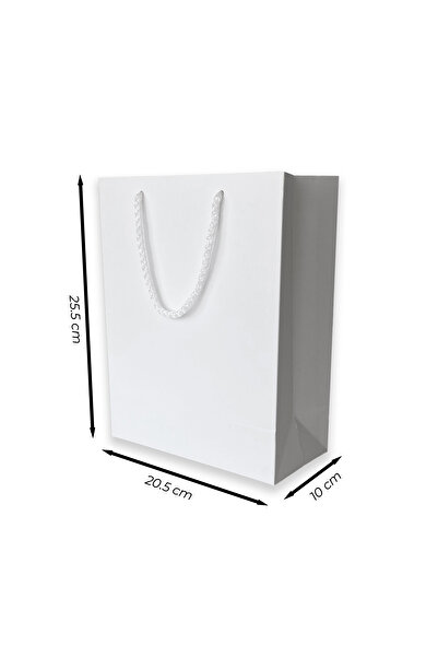 ABB Matbaa 50 Adet Beyaz Karton İpli Çanta (20.5x25.5x10)