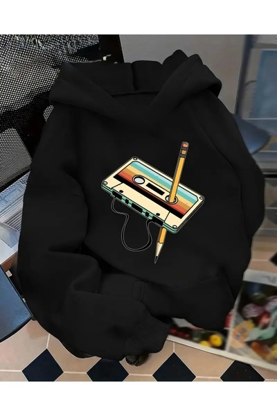 FUFLUNS Hanorac supradimensionat unisex pentru femei/bărbați cu imprimeu casetă