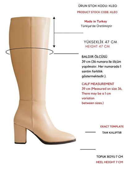 DİVOLYA Kleo Nude Шкіряні чобітки на підборах (7 см) із застібкою-блискавкою для щоденного використання