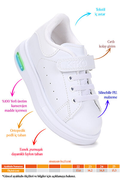 Kiko Kids Tinsa Daily Velcro Lighted Baby Girl Sports Shoes