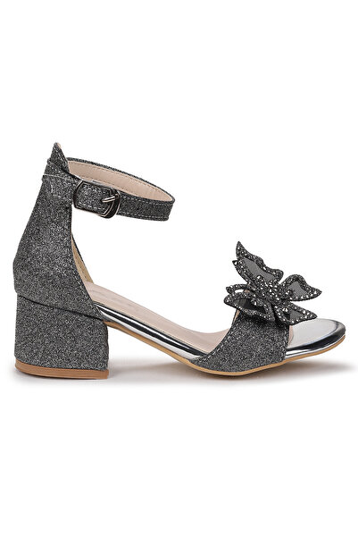 Kiko Kids Zete Sand Glitter Girls' 4 cm Heeled Sandals Evening Dress Shoes