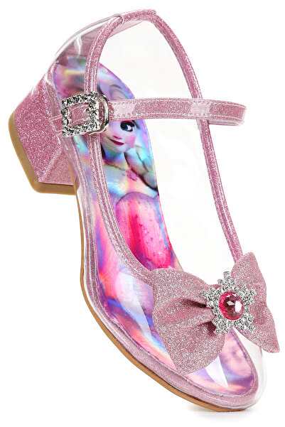 Kiko Kids Asel Girl's Glittery Heeled Evening Dress Transparent Shoes