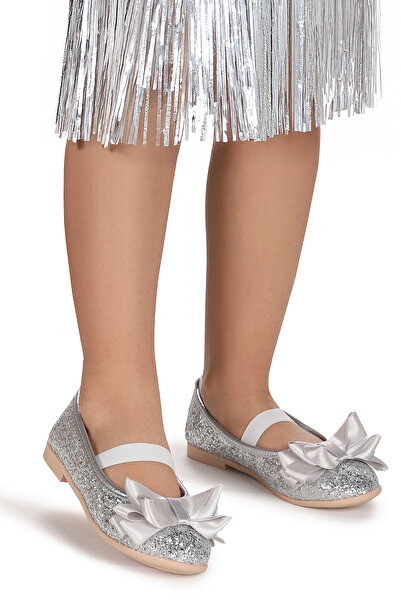 Kiko Kids Panı Broken Glass Bow Elastic Girls' Ballerina Shoes