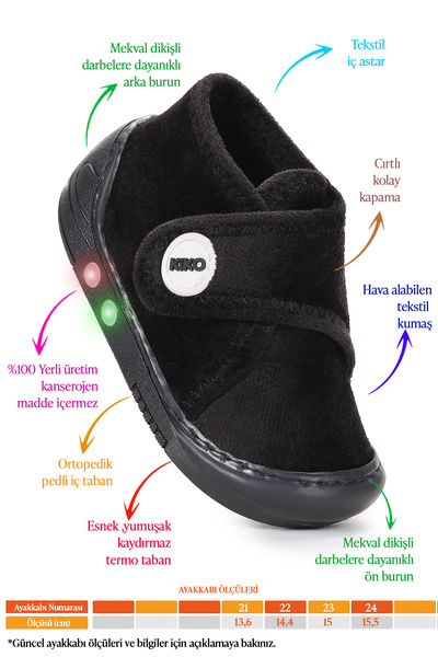 Kiko Kids Petri Daily Lighted Baby Girl Home School Nursery Slippers