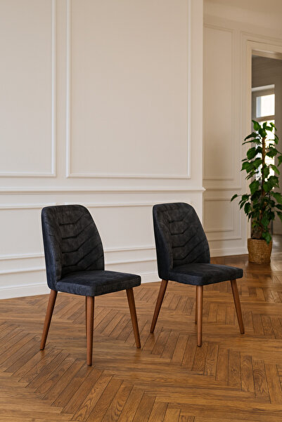 Atolye Casa Dallas Sandalye Ceviz Ayak Antrasit Kumaş 2 Adet