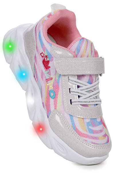 Kiko Kids Teno Cırtlı Işıklı Kız Çocuk Spor Ayakkabı