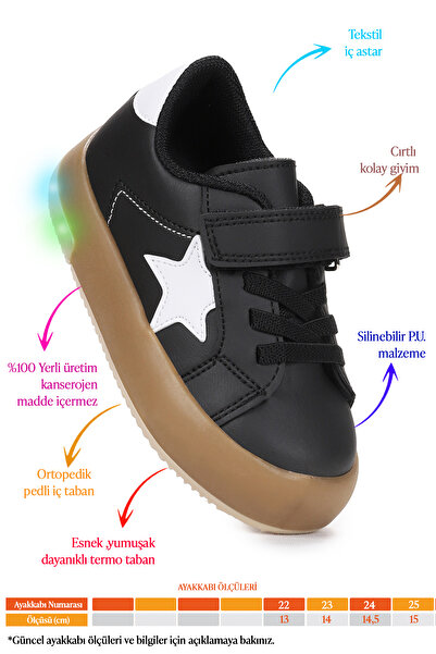 Kiko Kids Rena Daily Velcro Lighted Baby Boy Sports Shoes