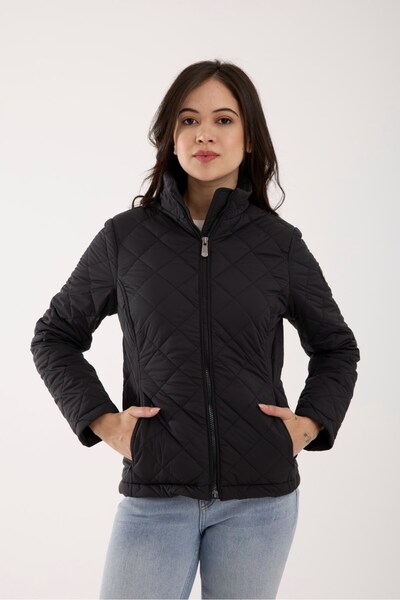 G-FOX Women's Diamond Pattern Seasonal Coat – Lightly Padded, Stand Collar, Fit Silhouette 8787