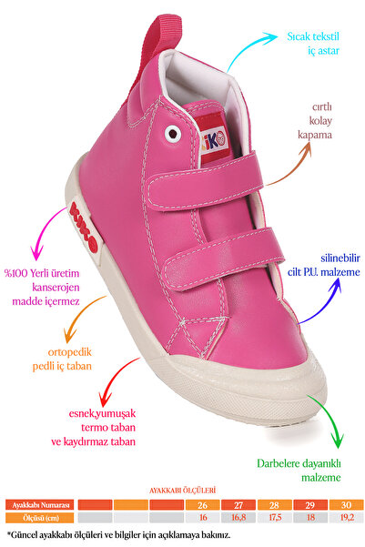 Kiko Kids Garf Günlük Cırtlı Kız Çocuk Bot Ayakkabı