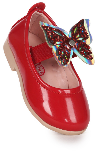 Kiko Kids Menz Patent Leather Butterfly Elastic Baby Girl Ballerina Shoes