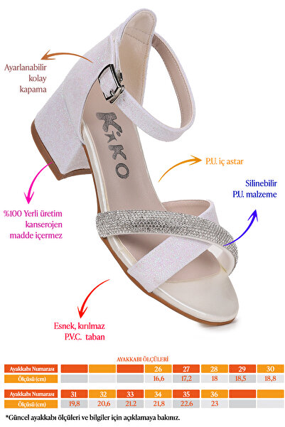 Kiko Kids Sign Sand Glitter Girl's 4 cm Heeled Sandals Evening Dress Shoes