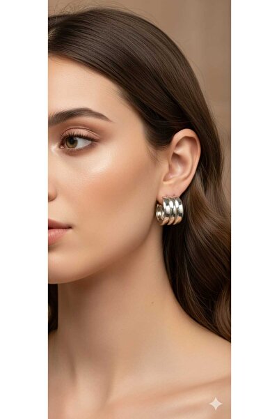 Bontexs Üç Sıra Gümüş Halka Küpe