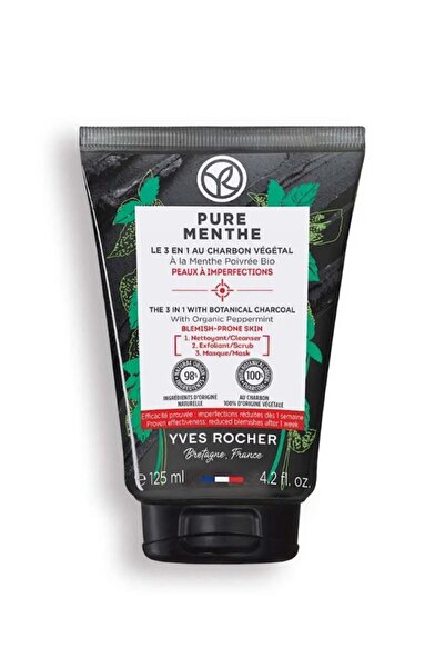 Yves Rocher Peeling ve Maske Etkili Kömür Yüz Yıkama Jeli - Akneye Eğilimli C...