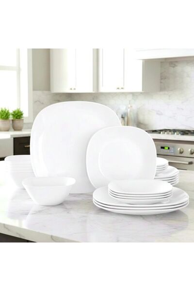 Houzi 34 Pcs Opal ware Dinner set Dishwasher Microwave Freezer safe