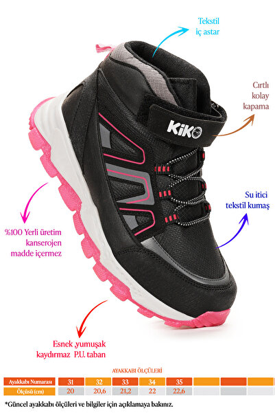 Kiko Kids Kcal Termo Taban Cırtlı Kız Çocuk Spor Bot Ayakkabı