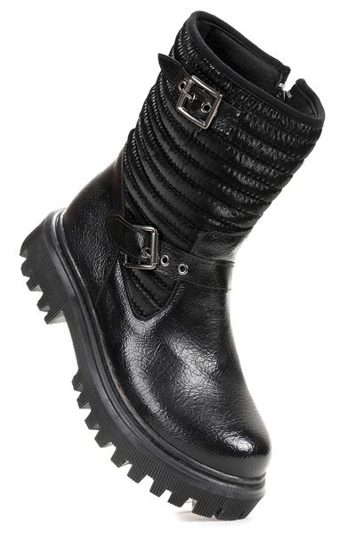 Kiko Kids Kirle Çatlak Fermuarlı Günlük Kız Çocuk Bot Ayakkabı