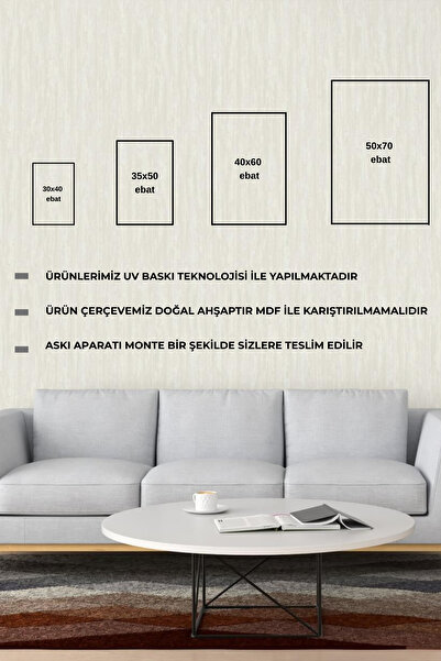 VERONİCA LİNE Doğal Ahşap Çerçeveli DEKORATİF TABLO Modern Seri