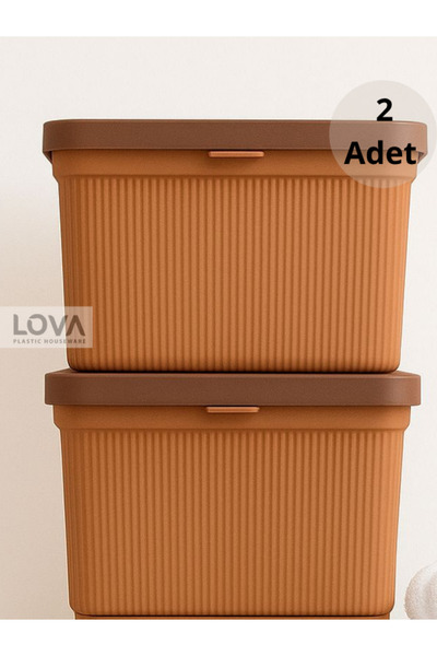 Lova 2'li 6 lt Çok Amaçlı Kulplu Kapaklı Sepet (Turuncu)