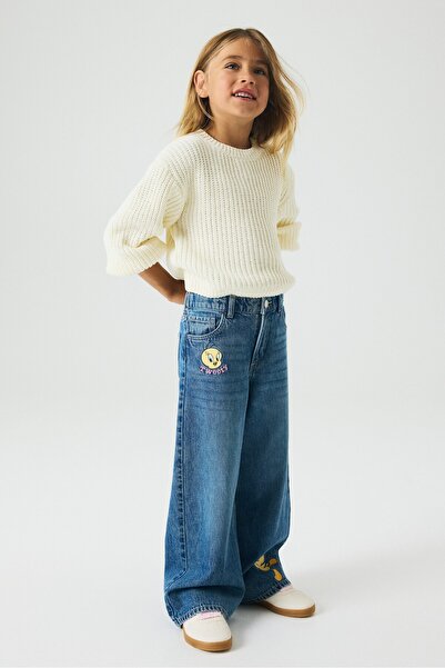 H&M Wide Leg Jeans Baskılı