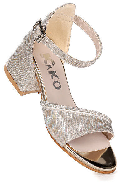 Kiko Kids Elos Striped Daily Girl's 4 cm Heeled Sandals Shoes