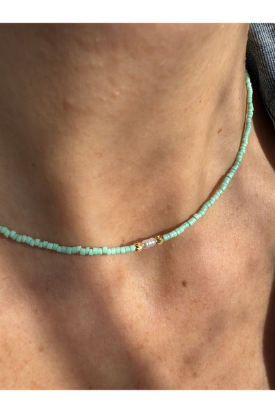 Medusa Accessories قلادة من حبات اللؤلؤ الفيروزي مييوكي |   مجوهرات بسيطة مصن...