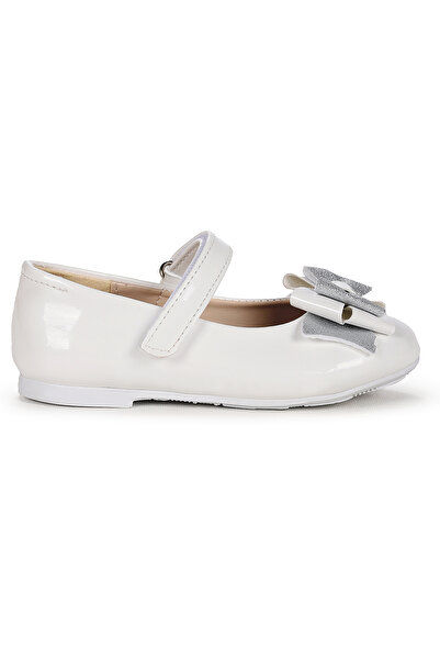 Kiko Kids Ασημί λουστρίνι με Velcro και φιόγκο με σκόνη για κορίτσια μπαλαρίνα παπούτσια