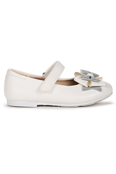 Kiko Kids Сребристи, с велкро закрепване, пясъчноцветни, украсени с панделка, балеринки за момичета