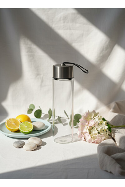 Blissra Borosilicate Glass Flask 450 ml – Metal Lid & Rope, Leak-Proof, Healthy Water Bottle