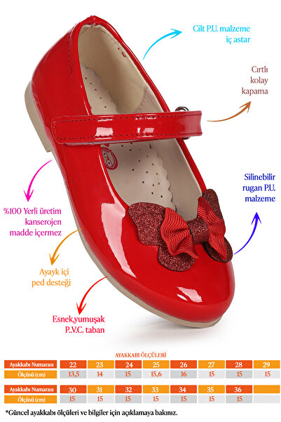 Kiko Kids Stoned Velcro Girls' Bow Ballerina Shoes Ege 204 Patent Leather