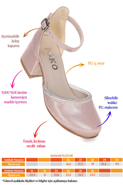 Kiko Kids Ressa Vakko Stoned Girl's 5 cm Heeled Sandals Evening Dress Shoes