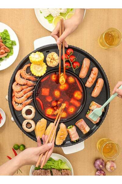 fulina 2 in 1 Electric Cooking Pot,Non-stick Material,Skillet Grill and Electric Cooking Pot,Easy to Store,