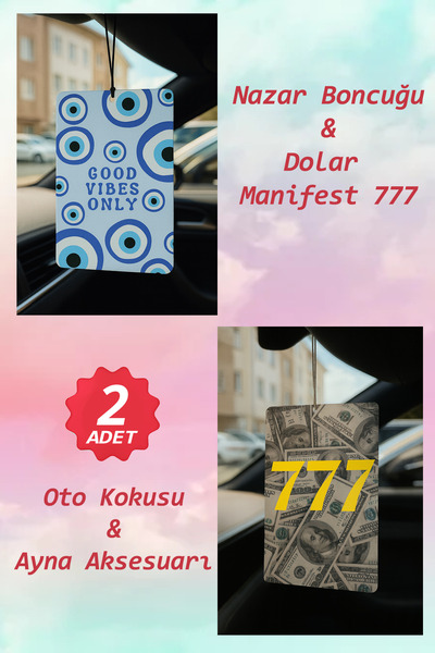 B34R Dolar Manifest 777 ve Nazar Boncuğu - İkili Oto Kokusu - Dekoratif Araç ...