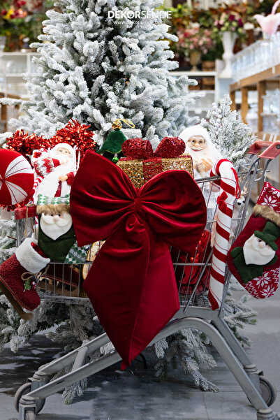 Dekorsende Ornament de Anul Nou Fundita de catifea Burgundy 50 cm