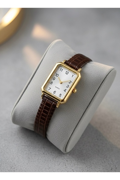 wesscollection Vintage Kadın Kol Saati Minimal Model Gold - Kahve
