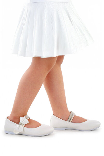 Kiko Kids Cerry Skin Velcro Girls' Stone Ballerina Shoes