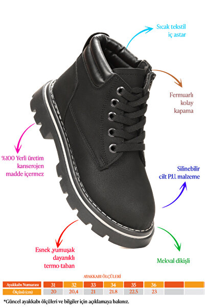 Kiko Kids Kosev Fermuarlı Erkek Çocuk Bot Ayakkabı