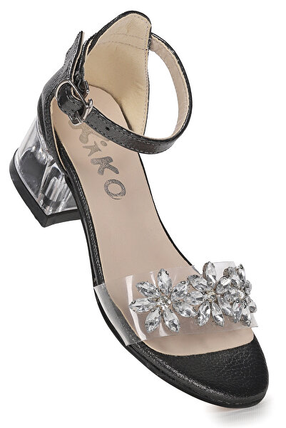 Kiko Kids Yangu Vakko Stone Girl's 3 cm Transparent Heeled Sandals Evening Dress Shoes