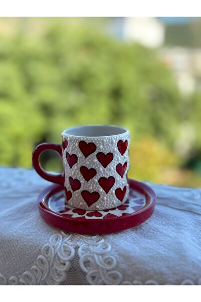 shop Handmade Heart Pattern Ceramic Plate Espresso Coffee Mug