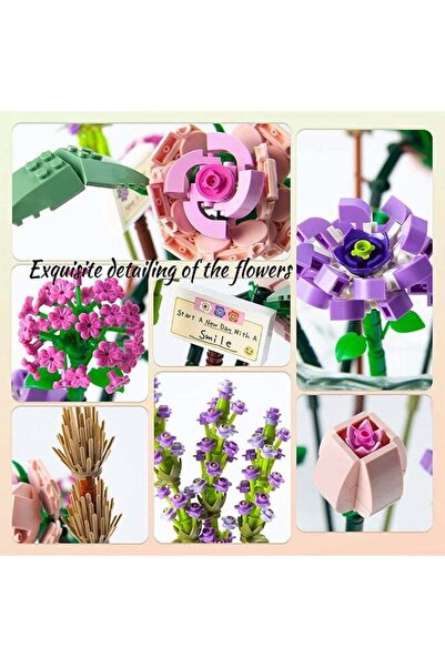 fulina Building Block Flower Bouquet Small Particle Assembly Toy