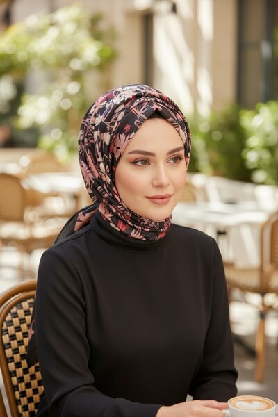 Onur Scarf - Lightweight Comfortable Use Soft Fabric Scarf Floral Pattern Fas...