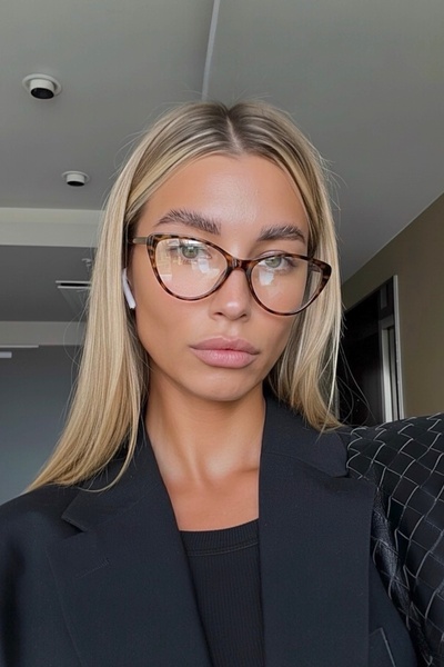 COOLANDBETTER نظارات فيرونا كات بإطار أسود صغير الحجم، نظارات شفافة للحماية م...