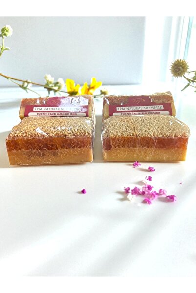 Tpm Natural Handmade Donkey Milk Honey Pumpkin Fiber Soap Set of 4 440 Grams